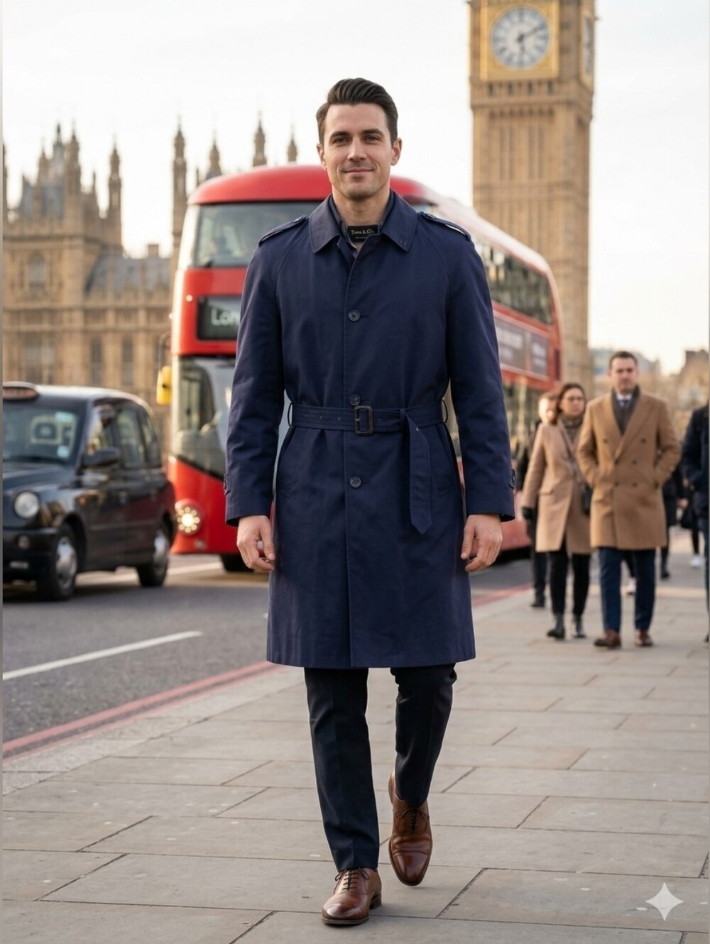 Classic Navy Trench Coat with Belt